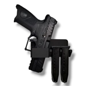 Zintegrowany uchwyt na pistolet i magazynki z górnym montażem, boczny lewy